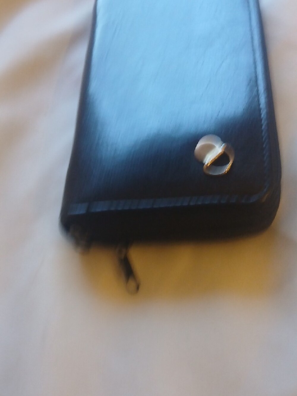 Black Studded Zip-Around Wallet with Gold Lion Accent - Picture 3 of 5